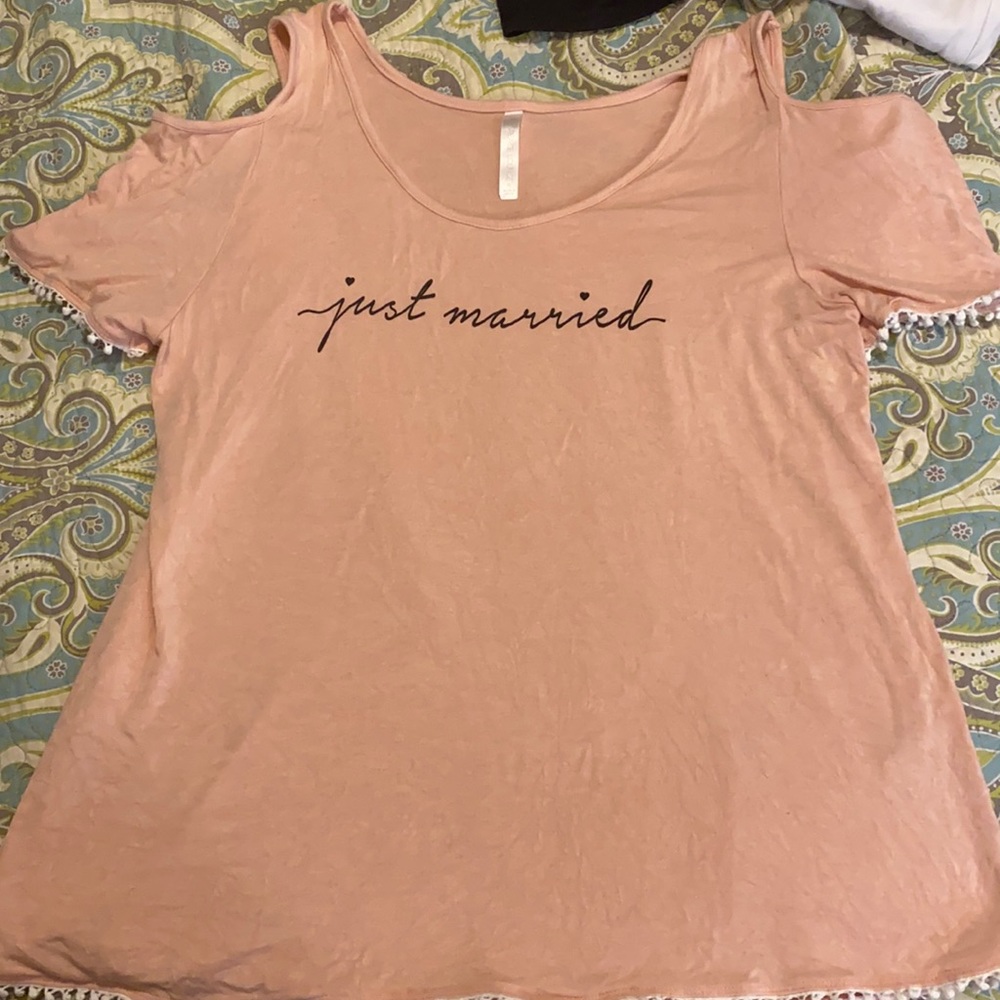 Just Married cold shoulder casual top